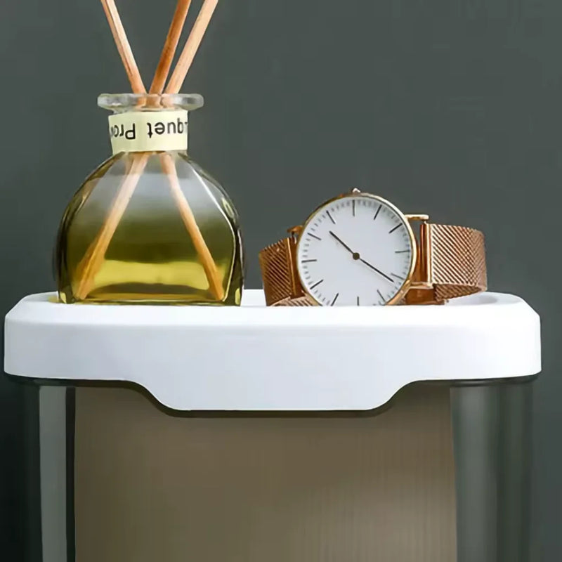 Suporte Inteligente para Papel Higiênico com Prateleira - Instalação Adesiva