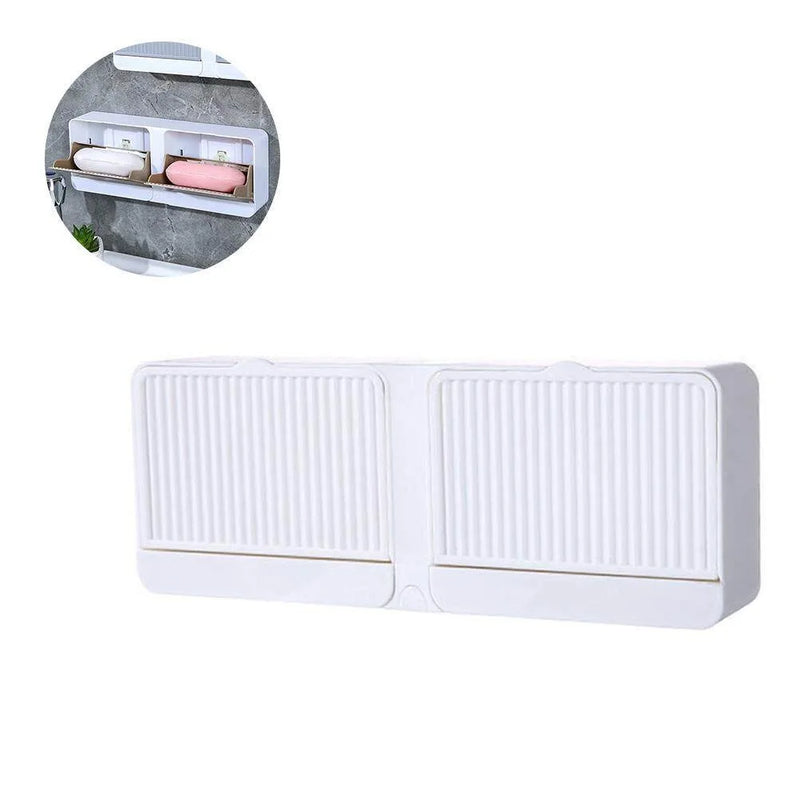 Saboneteira Dupla Inteligente com Drenagem - Fixação Adesiva Sem Furos