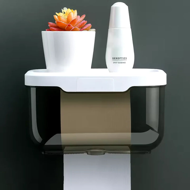 Suporte Inteligente para Papel Higiênico com Prateleira - Instalação Adesiva