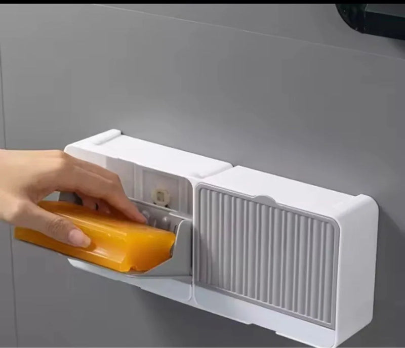 Saboneteira Dupla Inteligente com Drenagem - Fixação Adesiva Sem Furos