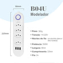 Régua de Tomadas Inteligente com 3 Portas USB - Extensão de 2 Metros